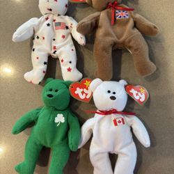 4 Ty Teenie Beanie Babies International Bears