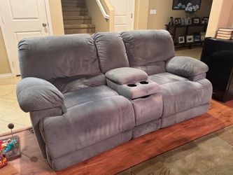 Microfiber Electric Reclining Loveseat with Console