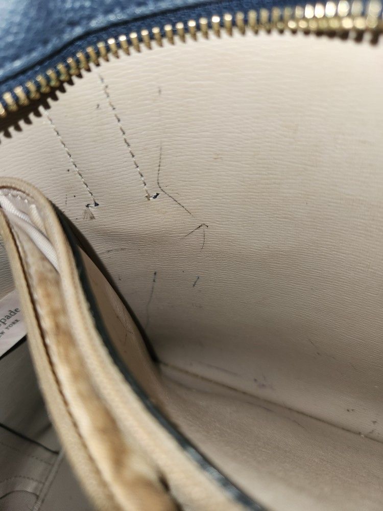 Kate Spade Margaux Parisian Navy Leather Large Tote With Bag Charm