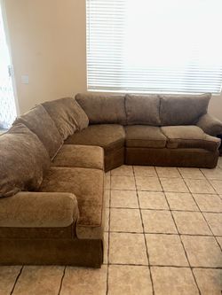 Brown sectional couch