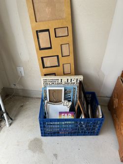 Large Multi-Photo Frame & Crate of Picture Frames / Decor Bundle