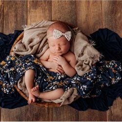 Newborn Photo Props Navy Floral Set