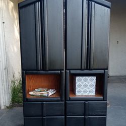 Armoire/Dresser/Storage Unit- Solid Wood -Black With Natural Wood 