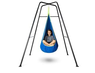 Swing Stand Frame with Sensory Pod Swings,Sensory Swing Set for Kids,Heavy Duty Metal Swings Frame,Cotton Sensory Pod Swing for Kids Indoor and Outdoo