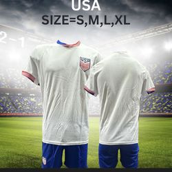 Unbranded USA Soccer Team Uniform White Size S/M/L/XL