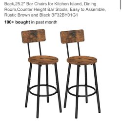 HOOBRO Bar Stools,Set of 2 Round Bar Chairs with Back,25.2" Bar Chairs for Kitchen Island,