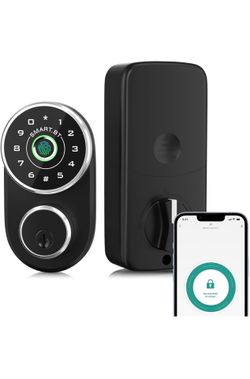 Smart Fingerprint Door Lock, 4-in-1 Keyless Entry Door Lock, App Control, Electronic Digital Touchscreen Keypad Deadbolt, Biometric Smart Locks for Ho