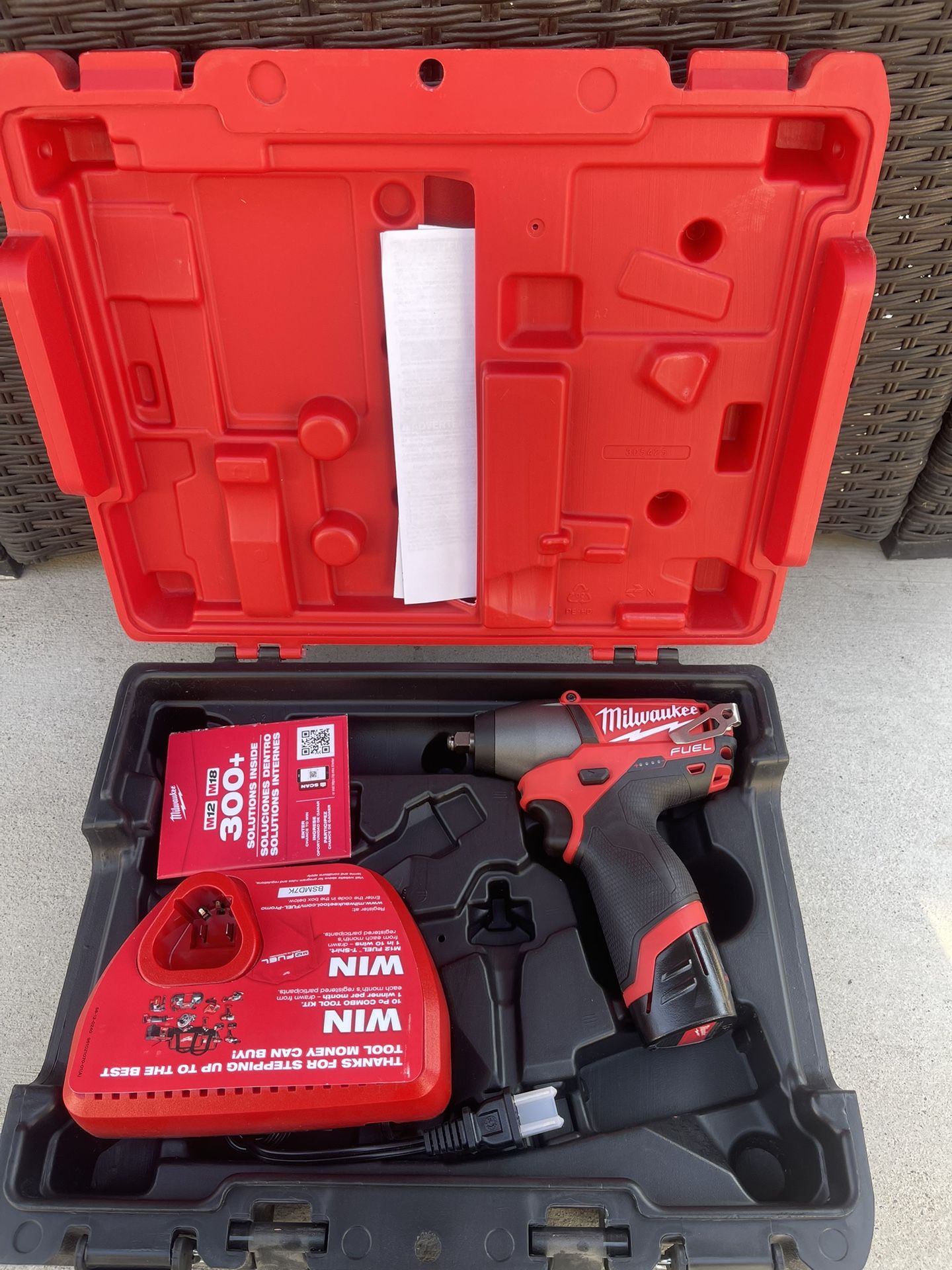 Milwaukee M12 FUEL 12-Volt Lithium-Ion Brushless Cordless 3/8 in. Impact Wrench Kit with One 2.0 Ah Battery, Charger and Case