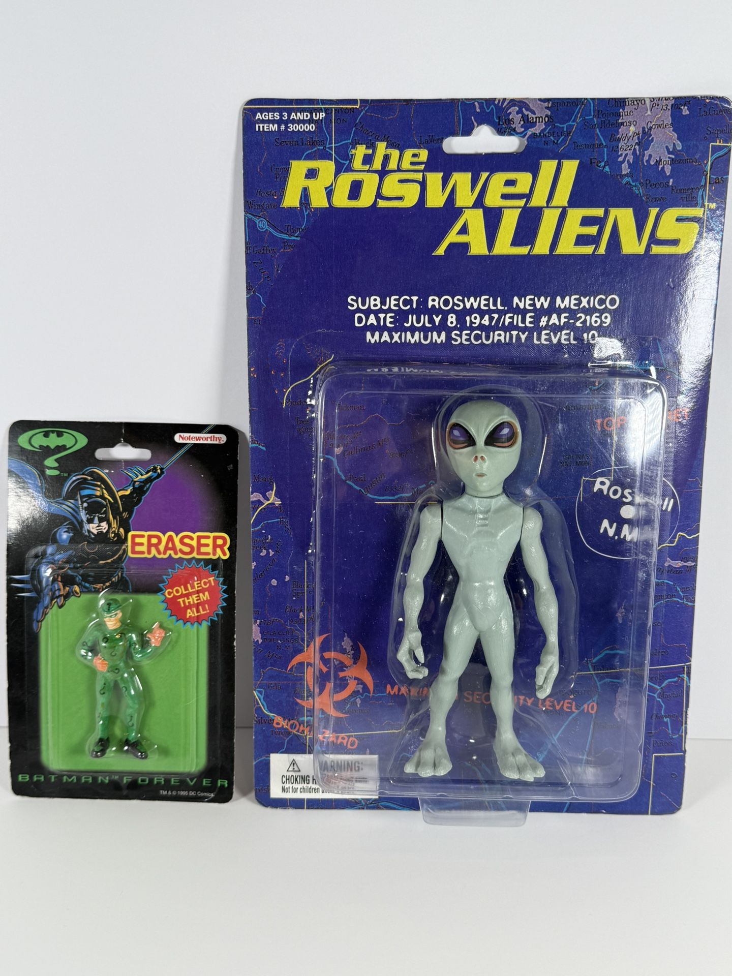 DC Comics The Riddler Eraser and The Rosewell Alien Action Figure! Vintage-New in Box