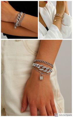 European Style Multilayer Pendant Crystal Chian Bracelet, Gold and Silver Color