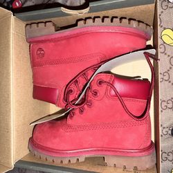 Red Timberland Boots Size 7k 