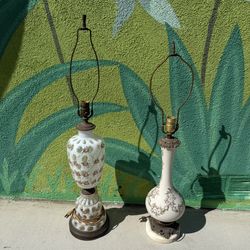 Vintage Milk Glass Floral Table Lamps – Hobnail & Genie Bottle Style