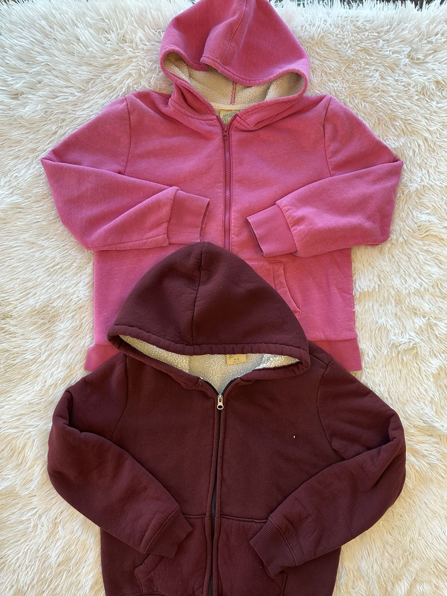 2 Girls Fleece Lined Hoodies