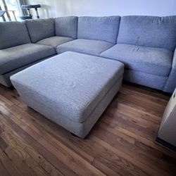 Large Gray Sectional Sofa With Ottoman