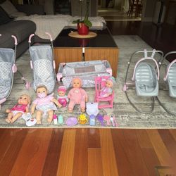 Baby Dolls, Stroller, Cribs, Chairs 