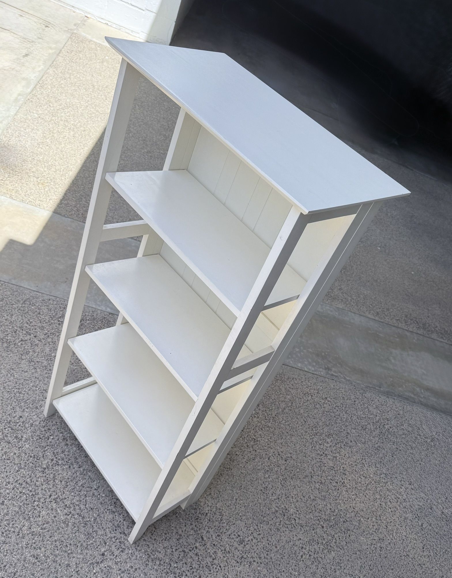 White 5-Shelf Wood Bookcase