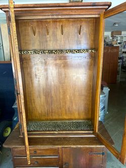 Vintage hunters rack with drawers and cabinet