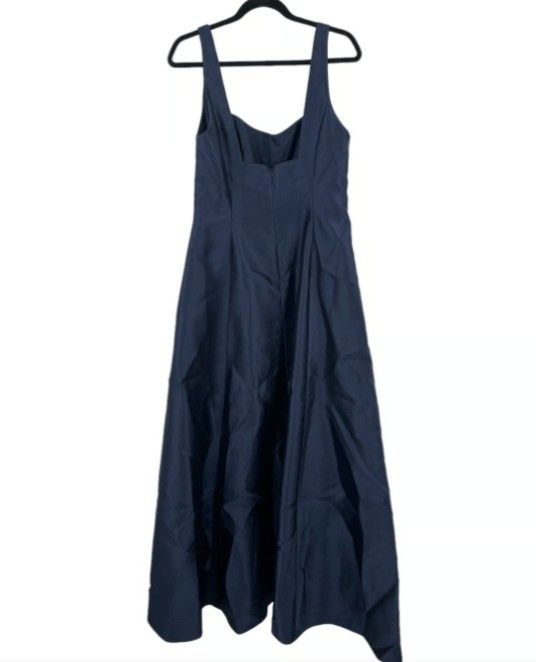 Alfred Sung dress D826 Square Neck Satin A-Line Gown blue size 12
