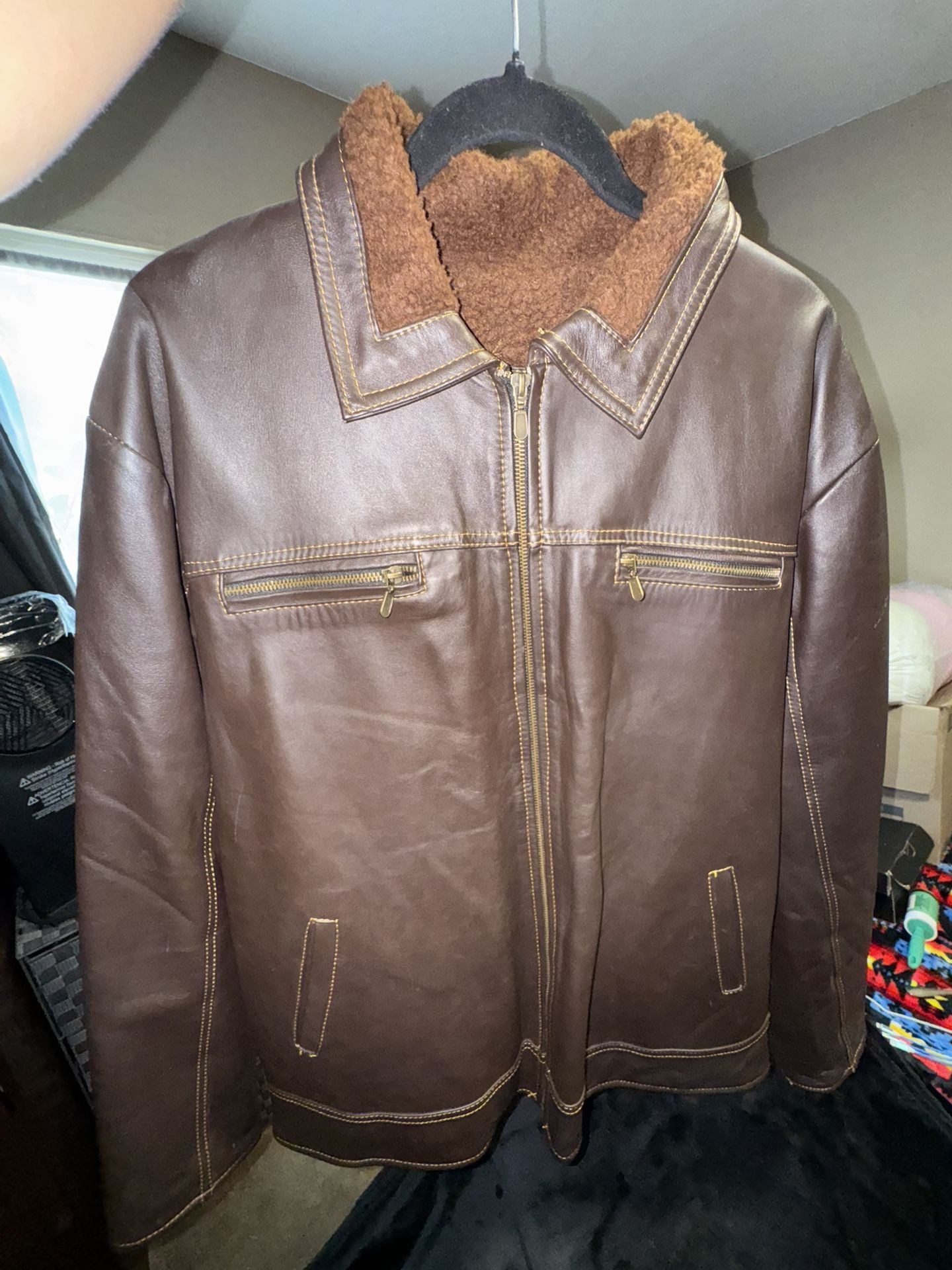 Leather Jacket Men XXL