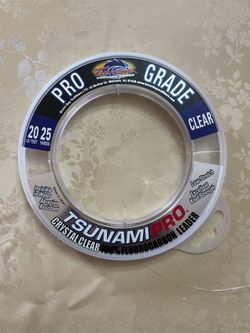 Tsunami Fluorocarbon Leader Fishing Line, 20 lb Test, 25 yd, Clear