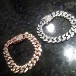 Bracelet Set Rose & White Rare imported Australian Ice💎Lab Diamond Simulated💎Heavyweight New  2 for 80 or 50 each💎 handcrafted💎 They look identica