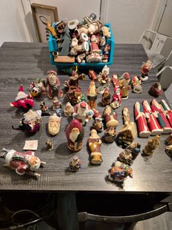 VTG 90'S SANTA CLAUS MIX BUNDLE LOT PORCELAIN,  WOOD,