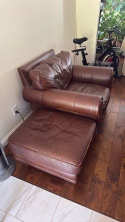 Leather chair matching ottoman