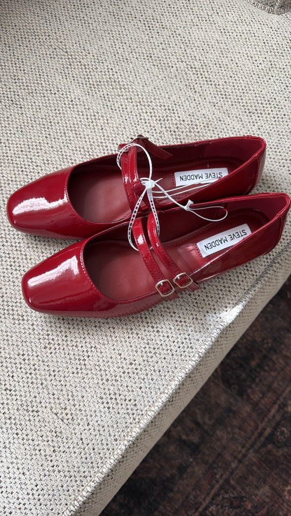 Steve Madden Red Patent Mary Jane Flats – $60