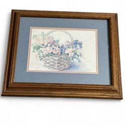Jodi Jensen Pansy Basket Matted Framed Glass Print Art Flowers