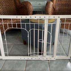 White Metal Dog Gate with Door