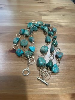 Turquoise Chunk Stone Gold Chain Necklace