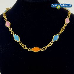 18k Gold Necklace With Stone Inlay