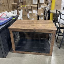Assembled New Wooden Dog Crate Large – Indoor Decorative Kennel End Table for Dogs Stylish Farmhouse