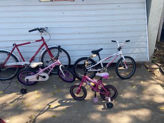 Lot of 4 Kids and Adult Bicycles