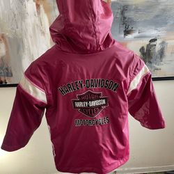 Pink Harley Davidson Reversible Hooded Jacket Kids Size 3T
