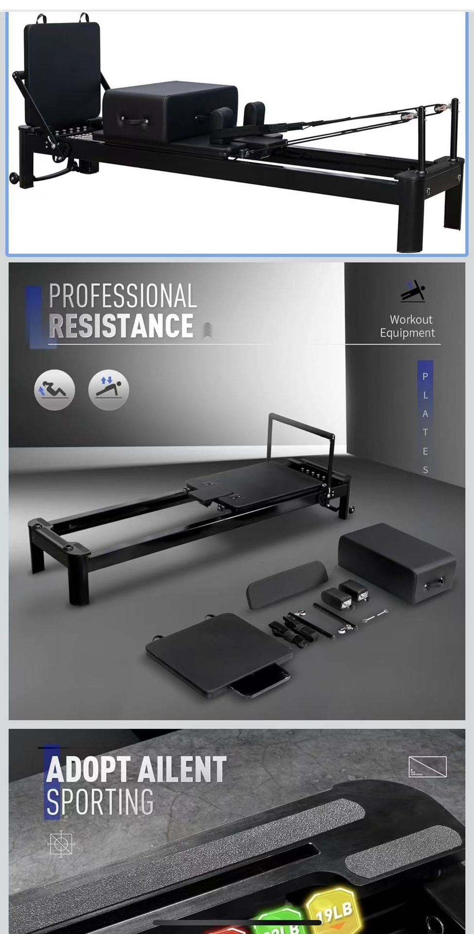 Pilates Reformer 91.3" Large Foldable Reformer Pilates Machine 