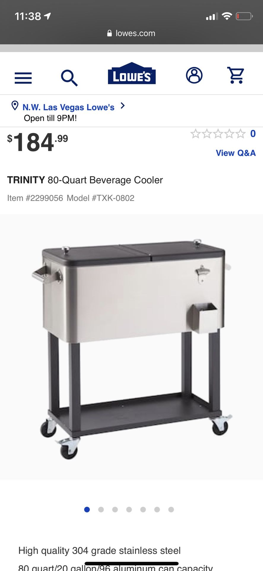 80-Quart beverage cooler