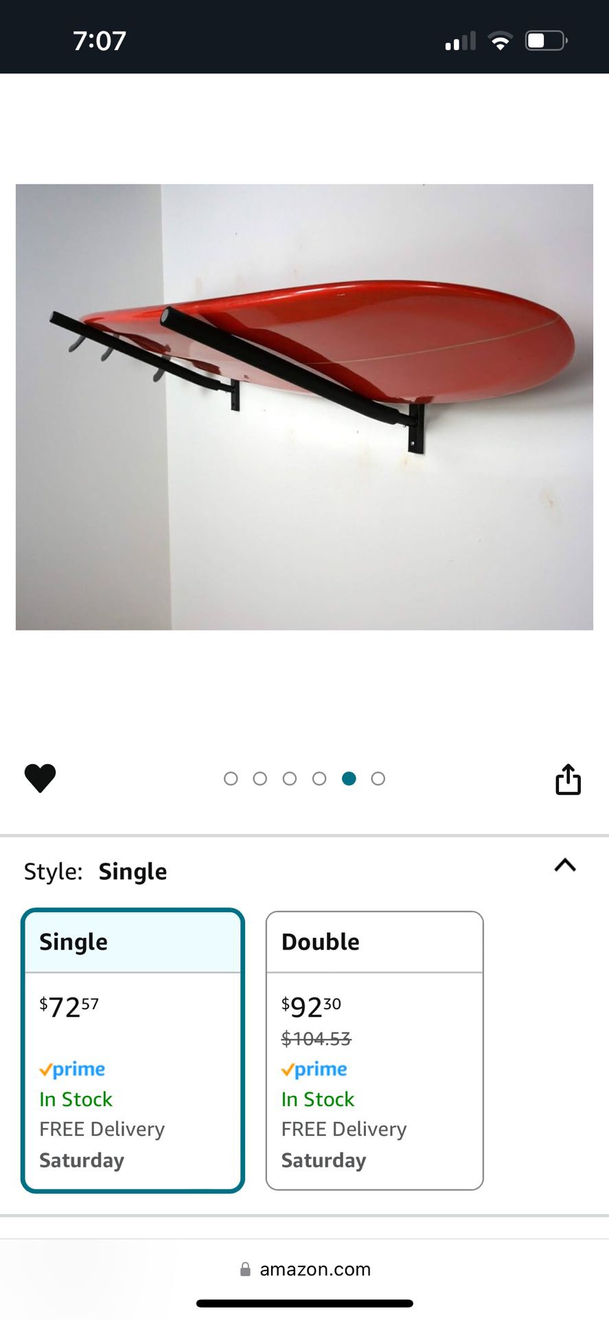 Wall Mount Angled Storage Rack For Paddle Board