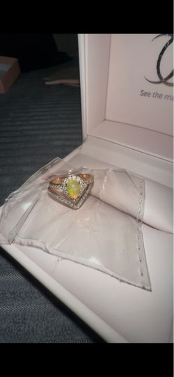 14k Rose Gold Ethiopian AAA Grade Opal 55 Diamond Emgagement Ring Set