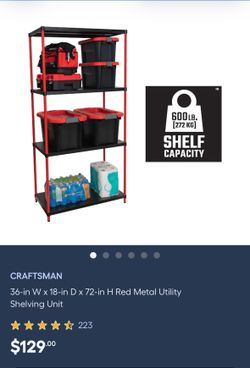 New sealed CRAFTSMAN 36-in W x 18-in D x 72-in H Red Metal Utility Shelving Unit