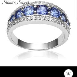 Sterling Silver Ladies Natural Tanzanite Ring 