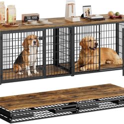 Foldable Dog Crate Furniture for 2 Dogs
