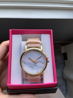 Marble Watch With Pink Band And Gold Rim