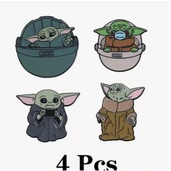 New 4 Pcs Lot Star Wars Baby Yoda Hat Lapel Pin Brooch Disney