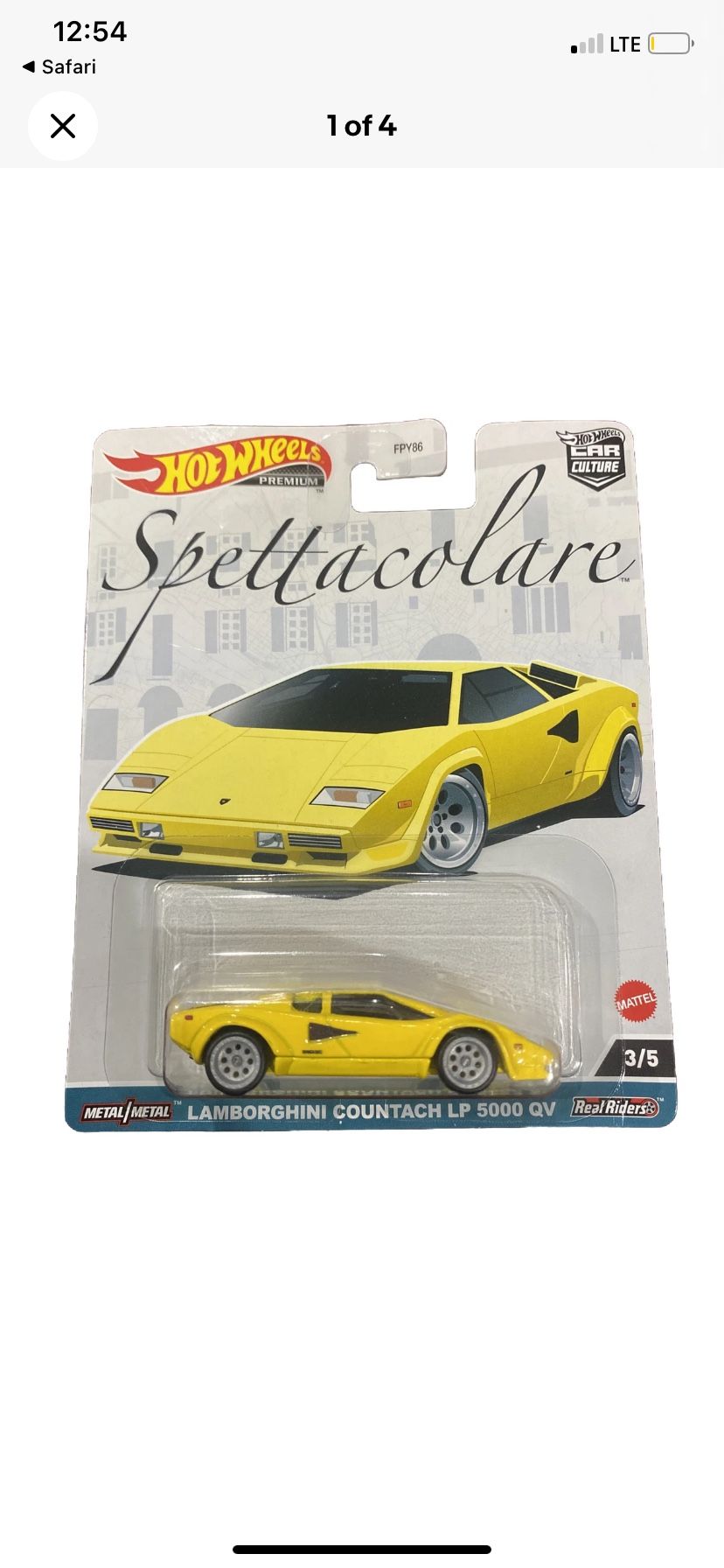 Hot Wheels Lamborghini Countach LP 5000 QV Yellow Car Culture Spettacolare)