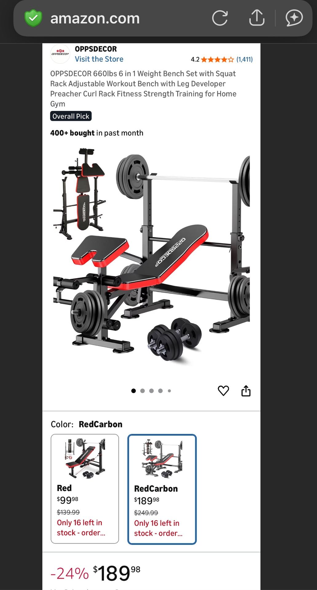 6 In 1 Weight Bench Set (no Weights Included)