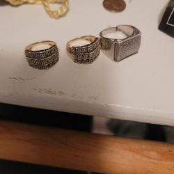 Gold Plated On Silver Rings With 1 CT Diamond In Each