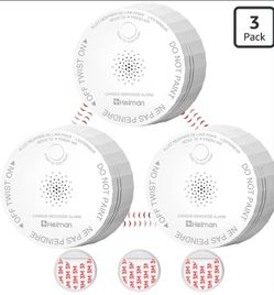HEIMAN Carbon Monoxide Detectors, Interconnected, UL2034 5th Ed, C1-R,3Pack
Battery Operated CO Alarm, One Sound, All Sound, No Wiring, 10-Year Produc