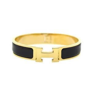 New Black Hermes Clic H Bracelet