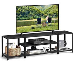 TV Stand for TVs up to 75 Inches, 3-Tier Entertainment Center, Industrial TV Console Table with Open Storage Shelves, for Living Ro